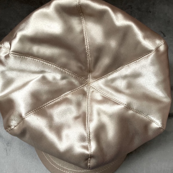 None Accessories - Champagne Gold Satiny Pageboy Hat